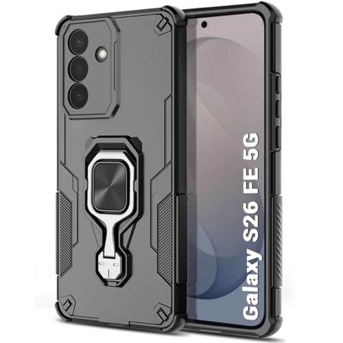 Image of TheGiftKart Tough Armor Bumper Back Case Cover for Samsung Galaxy SXVI FE 5G | Ring Holder & Kickstand in-Built | 360 Degree Protection Back Case Cover for Samsung Galaxy SXVI FE 5G (PC & TPU, Black)