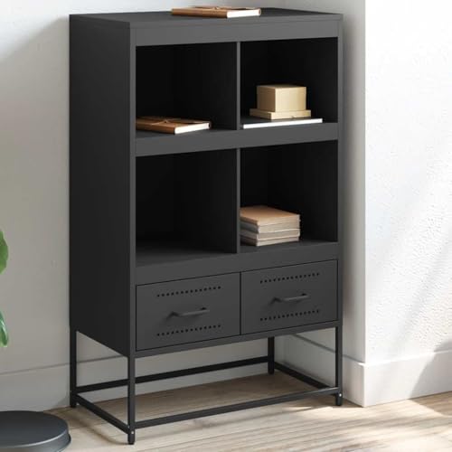 LLEZKBR Armarios y almacenamiento-buffets y aparadores-Highboard negro 68,5x39x111,5 cm acero