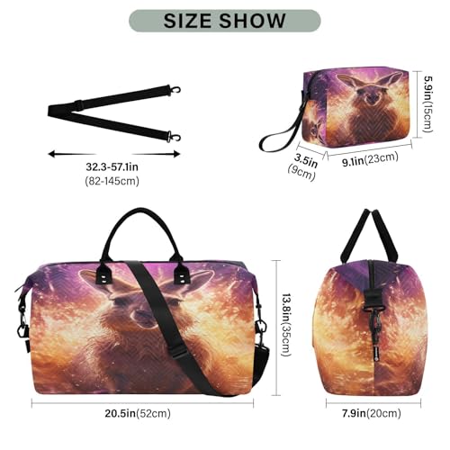 Fired Angry Kangaroo Travel Duffel Bags Gym Bag Weekender Handbag with Toiletry Bag for Women Girls Men3