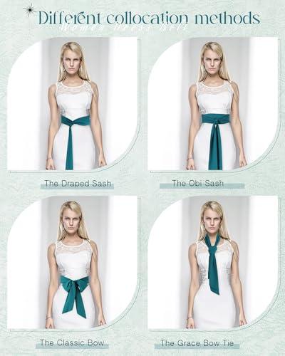Image of Glitopper Women Chiffon Sash Belt Dress Sash Waist Bridal Wedding Belt 50s Accessories 3'' Wide