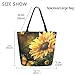 Fashion Extra Large Shoulder Tote Bag, Beautiful Sunflower Butterfly Canvas Durable Daily Weekender Handle Bag Ideal for Gym Picnic Yoga Beach Travel Kitchen Market Grocery Shopping