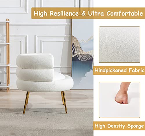 Antetek Modern Accent Chair, Upholstered Living Room Sofa Chair With Tufted Backrest, Padded Comfy Arm Chair Leisure Lounge Chair, White #TOP4