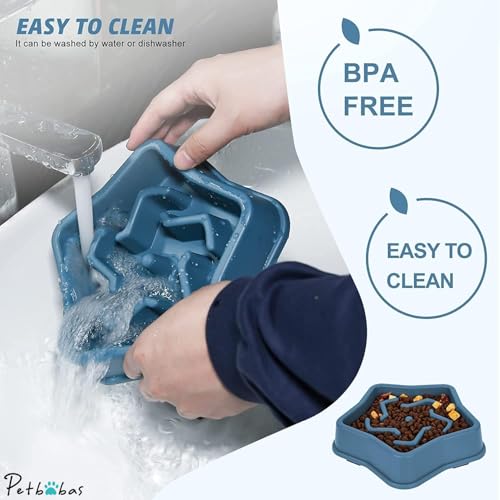 Image of Durable Slow Feeder Bowl for Dogs and Cats| Anti-Choke Non-Slip Pet Feeding Base and Easy to Clean| Dish Promotes Healthy Eating| Reduces Bloating and Digestive Issues (Blue)