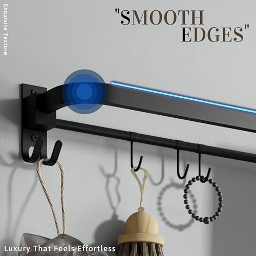 Image of Gloxy Premium Matte Black Finish Stainless Steel Towel Rod Combo Pack of 2-24 Inch Wall Mount Bathroom Towel & Clothes Holder - Rustproof Heavy-Duty Towel Rack for Modern Bathrooms