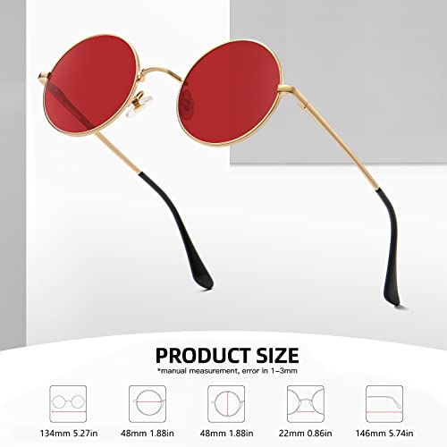 Image of MEETSUN Small Round Polarized Sunglasses for Men Women Metal Retro Hippie Circle Sun Glasses Driving Festival Cosplay UV400
