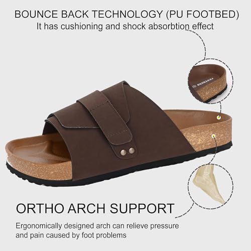 Image of Centrino Mens Cushion Sliders /Slippers| | Open Toe Design |Berkin-Style Slip-On Sandals | Lightweight & Comfortable | Arch Support | On-Grip Sole | Casual Outdoor Wear (6865)
