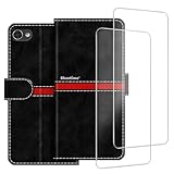 Coque Portefeuille en Cuir PU à Rayures + Lot de 2 Vitres Trempées Compatible avec Blackberry Motion, Étui Fin et Résistant, Emplacements pour Cartes, Protection Complète Coque Portefeuille en Cuir PU à Rayures + Lot de 2 Vitres Trempées Compatible avec Blackberry Motion, Étui Fin et Résistant, Emplacements pour Cartes, Protection Complète