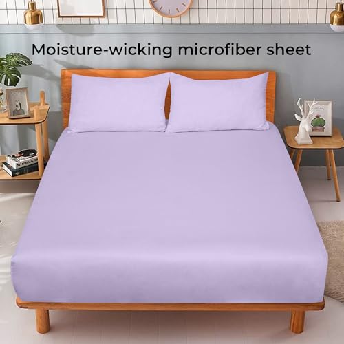 Image of Royale Linens Fitted Sheet Queen - Ultra Soft 1800 Brushed Microfiber - Hotel Luxury Bottom Sheets - Wrinkle Free & Fade Resistant - Deep Pocket Fitted Sheet Only (Queen, Lavender)