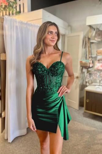 Women's Spaghetti Straps Sequin Homecoming Dresses for Teens Tight Sparkly Cocktail Party Gowns DE5034