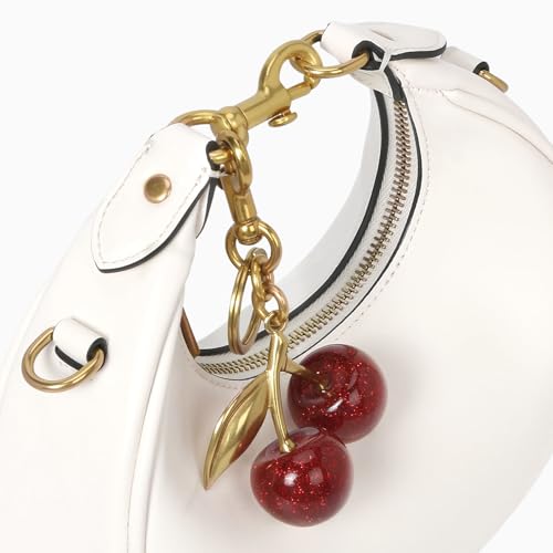 Image of JQWSVE Small Top Handle Bags for Women Mini Purses Cute Ladies Handbags Crescent Mini Crossbody Bags with Cherry