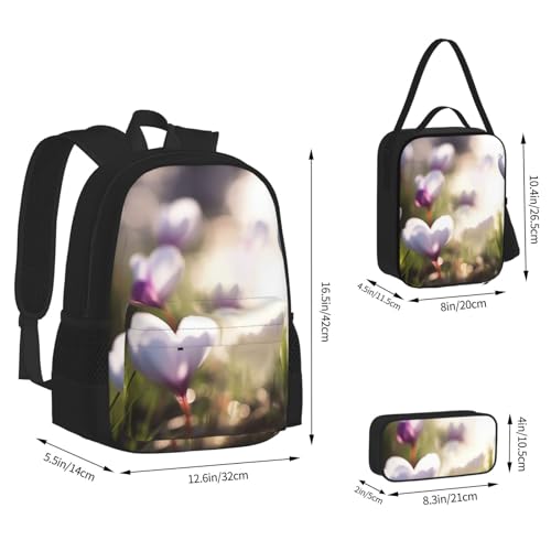 Sac à dos décontracté avec sac repas et trousse à crayons noir
