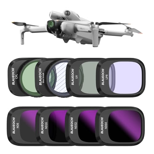 BLAUEOCHI ND CPL Filter Set for DJI Mini 4 Pro 8 Pack UV CPL LPR BS ND8 ND16 ND32 ND64 Polarizer Neutral Density Special Effect Drone Lens Filters Multi Coated HD Optical Glass/Aluminum Frame