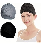 Schwimmkappe Damen Turban Badekappe Ohrenschutz Badehaube rutschfest Swimming Cap Retro Schwimmha...
