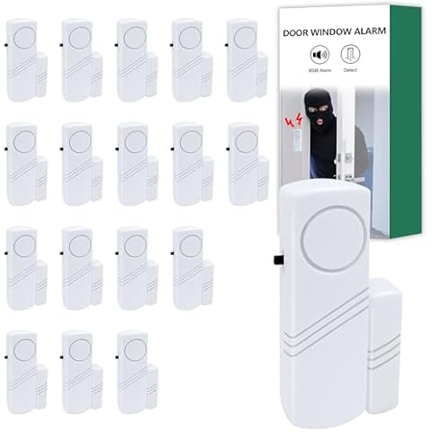 Door Window Alarm, 90DB Door Alarms for Kids Safety, Door Window Burglar Alarm, Window Pool Alarms for Home, Apartments, Offices, Hotel Rooms (18 Pack) Cover
