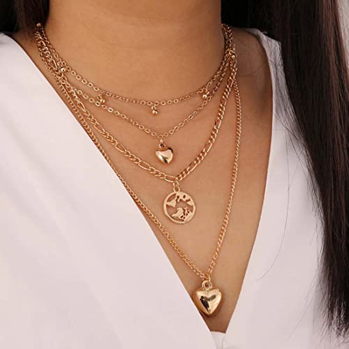 Gold-Plated Layered Necklace-Set Of 2
