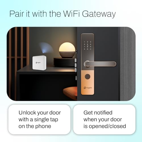Image of Mygate Smart Door Lock Plus (2026 Model) with 6-Way Unlock | Fingerprint, PIN, Mobile App, RFID Card, Manual Keys | Remote Unlocking via OTP | for Main Wooden Doors |3-Year Warranty by Mygate (Copper)