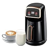 TECKZOON Automatische Elektrische Türkische Kaffeemaschine, 600W Kaffeepott mit Dual-Heizsystem, Smart Bedienung für Kaffee, Wasser & Milch, 300ml Kapazität für 4 Tassen, Anti Trockenlauf Schu