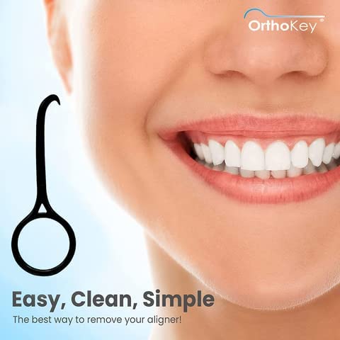 OrthoKey Clear Aligner Removal Tool for Teeth — Invisalign Remover Grabber for Invisible Removable Braces and Retainers — Fits in a Dental Carrying or Aligner Case Cleaner — Small Size, Black (2-Pack)