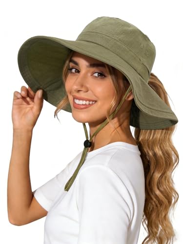 Sombrero de sol mujer ala ancha algodón lino UPF 50+