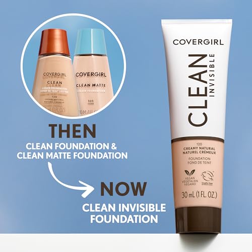COVERGIRL Clean Invisible Foundation Makeup, Dewy & Glowy Natural Finish, Buildable Coverage, Skin-Like Smooth Look, Vegan, Java, 1oz - image 9
