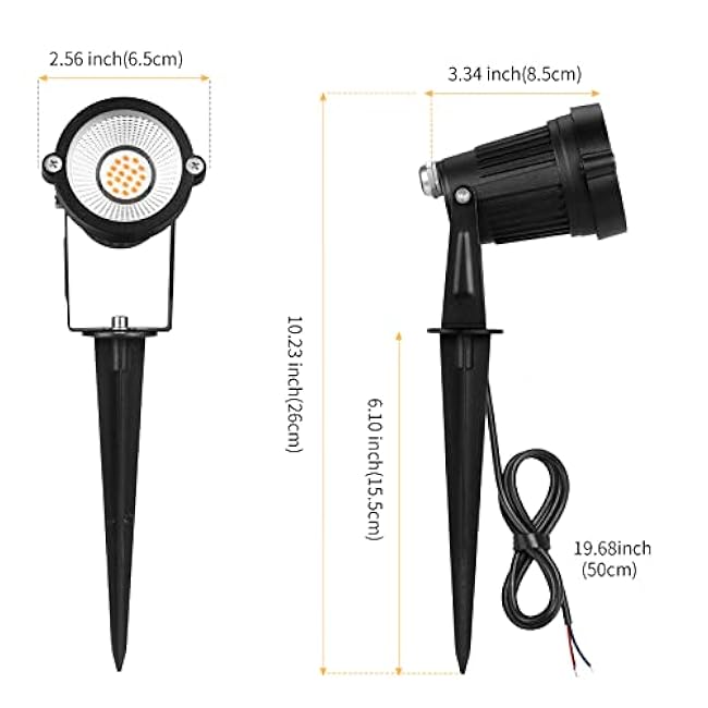 Low Voltage Landscape Lights Outdoor: 7W 700LM LED Landscape Lighting with Connectors for Tree Garden Yard Pathway | 12V 24V Warm White 2700K Spotlights | IP65 Waterproof | 6 Pack