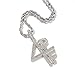 Produktbild NICEWL Hip Hop Bubble Letters 4PF Anhänger Halskette, Bling Zircon Iced Out Kette Punk-Stil Halsreif, Männer Rapper Tanz Street Rock Kostüm Zubehör,Silber