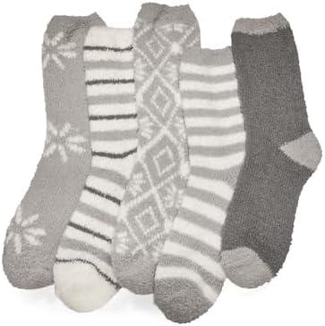 Lot De 5 Paires De Chaussettes Douillettes Pour Femme – Antidérapantes, Taille 36-42, Pour L’hiver