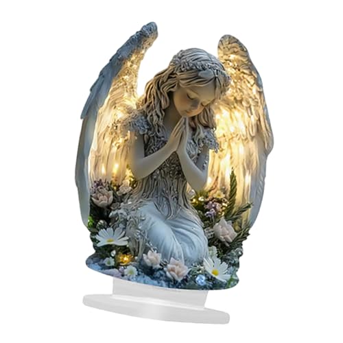 Uqezagpa Statue D’Ange Gardien Guérisons Figurine Ornement De Table Acrylique Priant Angell Sculpture Pendaison De Crémaillère Décors À La Maison Prière Sculpture