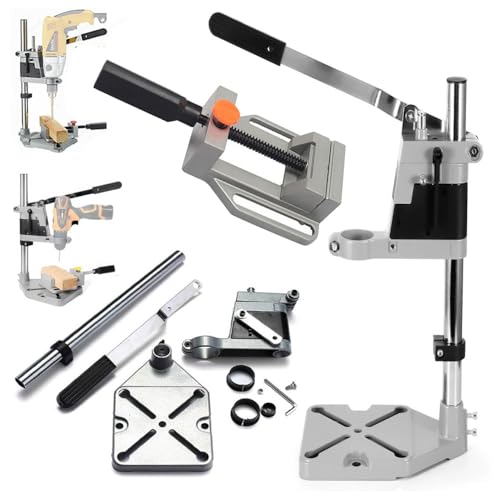 Image of MLD Drill Stand with Adjustable Drill Press Vice Clamp for Hand Drill Bench Clamp Drill Press Floor Table Stand | Drill Machine not including (Matrial-Metal,Color-Multi) (Drill Stand With Vise)