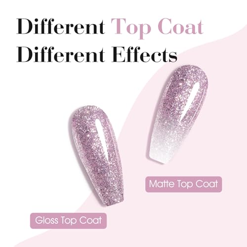 Image of CANNI Glitter Purple Gel Nail Polish, 1Pcs Purple Sparkly Gel Polish Shiny Glitter Color Soak Off U V Nail Manicure Salon DIY at Home