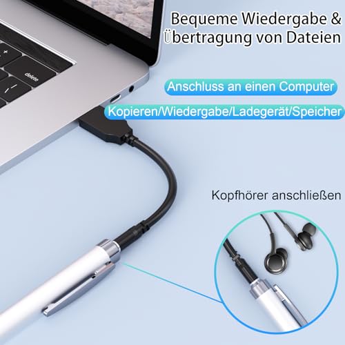 JUSTSTONE Digital Voice Recorder 100 GB, 1600 Stunden Aufnahmekapazität, 360° Surround-Aufnahme, One-Touch Aufnahme, Sprachaktivierung,AI Geräuschunterdrückung, Ideal für Klassenzimmer und Meetings