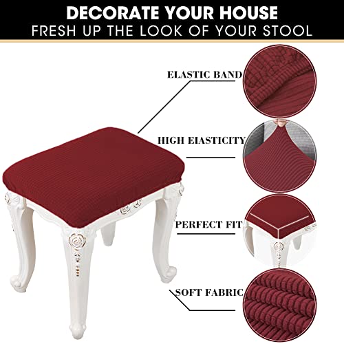 Anwuchen Stool Covers Rectangle,4 Pack Elastic Rectangle Bar Stool Covers Elastic Vanity Stool Cover Jacquard Chair Seat Slipcover Counter Stool Cover Saddle Seat Cover For Wooden Metal Bench(Coffee) #TOP2