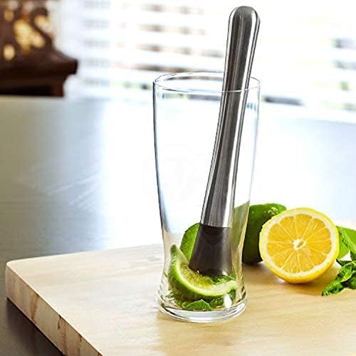 HAINE Barware 4 Pieces Bar Set of Double Wall Ice Bucket, Ice Tong, Measurement Jig and Muddler, Stainless Steel 2