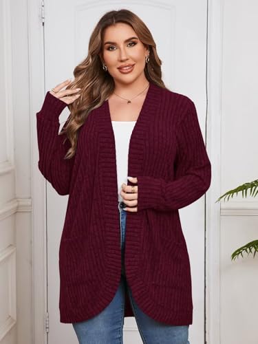 Image of BELAROI Women Plus Size Cardigan Sweater Fall Outfit
