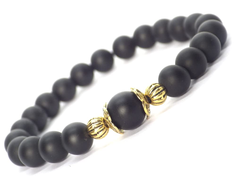 Conjunto para mujer con pulsera, collar y pendientes de piedras naturales y detalles de latón dorado