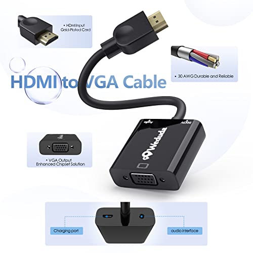 Weduda Hdmi To Vga Adapter (Male To Female) With 3.5Mm Audio Port, 1080P Active Converter For Computer, Desktop, Laptop, Pc, Monitor, Projector, Hdtv #TOP2