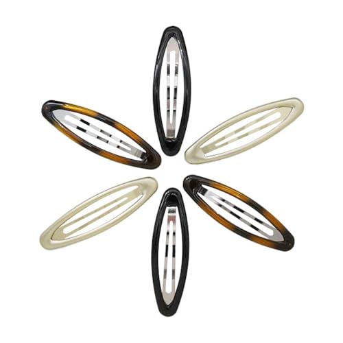 Dofash 6Pcs Ellipse Shaped(Looks Like 3D Effect) Epoxy Snap Hair Clips Hair Grips Metal Hair Clips 8Cm/3.15in Hair Accessories For Women Three Color Mixed (Black/Blonde/Tortoise) - Image 6
