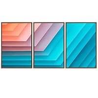 SIGNWIN Framed Canvas Wall Art Pastel Orange Blue Gradient Paper Pattern Geometric Line Photography Abstract Modern Closeup Urban for Living Room, Bedroom, Office - 16