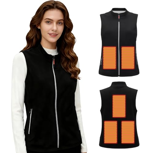 Uppvärmd väst, uppvärmd jacka för kvinnor, uppvärmd väst med kontrollområde och fem uppvärmningszoner, tvättbar uppvärmd kappa med ståkrage för motorcykel fiske skidåkning utomhusaktiviteter, Ca