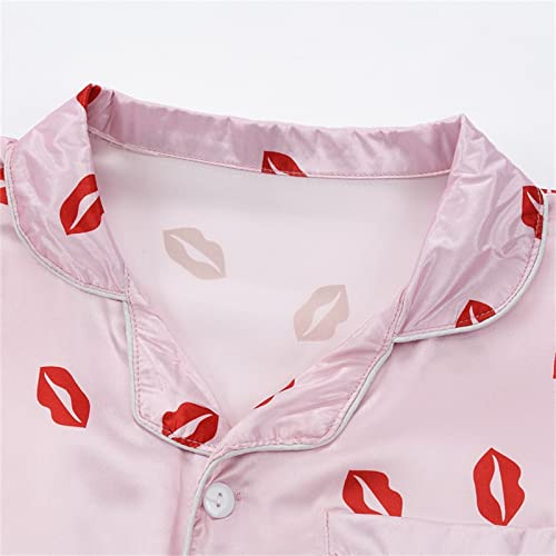 Teen Girls Cute Silk 𝐏ajamas Sets Short Sleeve Shirt Shorts Outfit 2 Piece Button Down Satin 𝐏js Summer Soft Sl𝐞epwear4