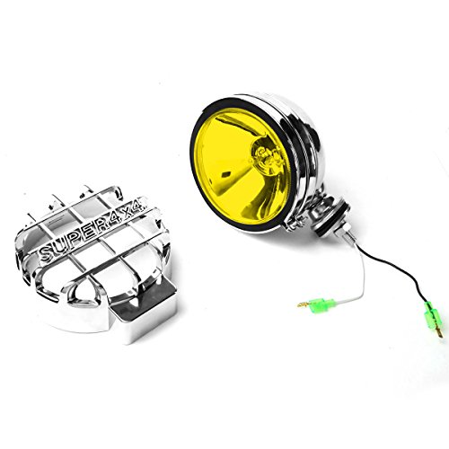 Image of Auto Dynasty 6 inch Round Fog Lights+Offroad Super 4X4 Guard+Switch Compatible with Grille /Brush /Bull bar (Amber Lens Chrome Housing)