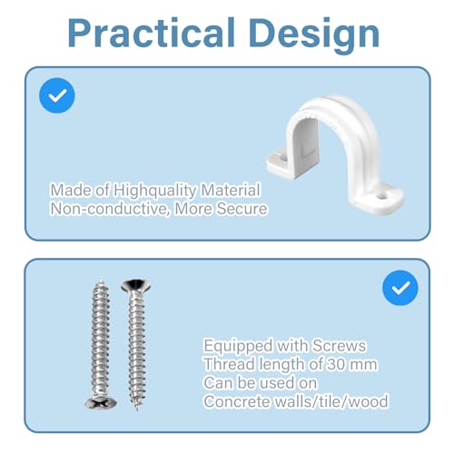 Tucnoeu 590310_1_X4VUSUAJ 10 Set 1/2 Pipe Clamp Pipe Strap Clips Conduit Clamp Two Hole Plastic Hose Clamp Pipe Clamp Tools thumb #6