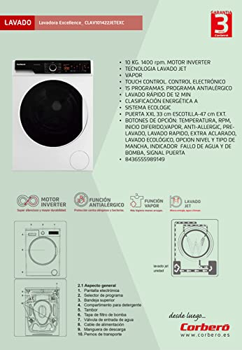 Carga-Frontal-10-Kgr-1400-Rpm-Inverter-Touch-Control-Blanco-15-P-Lavado-Jet-Vapor-Antialergico-Ecologico-Rapido-Inicio-Diferido-Lavado-Rapido-Puerta-XXL-E-Energetica-A
