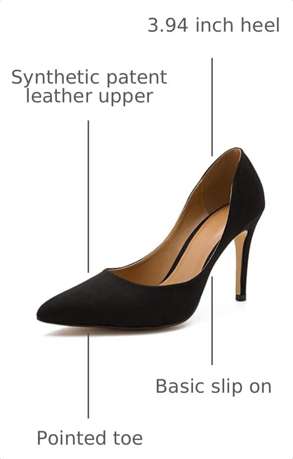 Image of Women's Men's Pointed Toe High Heel Pumps, Slip On, 3.94 Inch Stiletto Heel