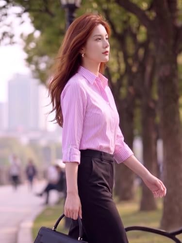 Image of Style Quotient Women Gray and White Cotton Stripe Smart Casual Shirt