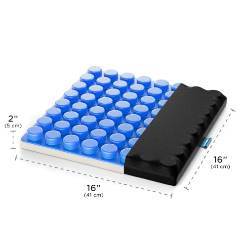 Image of ComfyHug Gel Seat Cushion - Grid Design for Tailbone, Sciatica & Hip Pain Relief | Soft, Pressure-Relieving & Cooling Support for Office Chair, Car, Home & Wheelchair Use (16x16, Black)