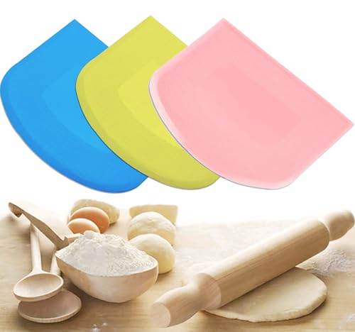 Qenovo® 3 Stück Teigkarte Silikon，BPA-Freie Lebensmittelqualität PE-Kunststoff Flexibel Teigschneider，Brot backen zubehör zum Schneiden von Brotteig.