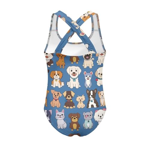 Image of WELLFLYHOM Girls Bathing Suits One Piece 5-14 Kids Full Coverage Swimsuits Cross Back Summer Swimwear for Beach Holiday