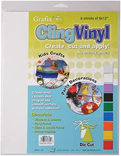 Grafix Clear, 9 x 12” Sheets, Static Film, Create Your Own Window Clings and Temporary Decorations, Just Stick to Any Glass, Acrylic, or Glossy Surface(KCF6C), 6 Count (Pack of 1)