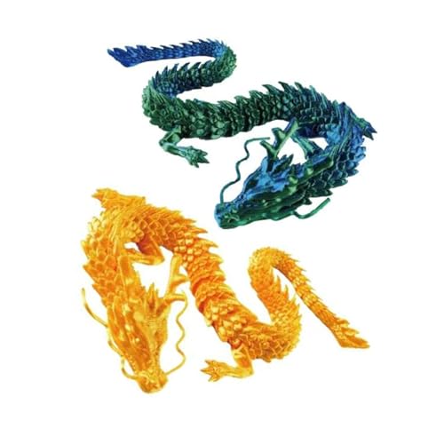 Image of 3D Printed Dragon, 3D Printed Crystal Dragon, Home Office Desktop Decoration Fish Tank Landscape, car Decoration, (Yellow greeen, 12 inches)